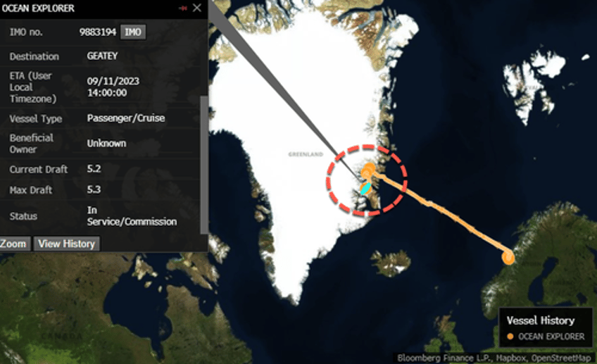 luxury cruise ship runs aground in remote greenland