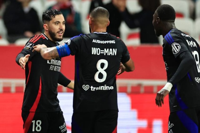 Ryan Cherki (L) was on target as Lyon handed Nice their first loss in seven games