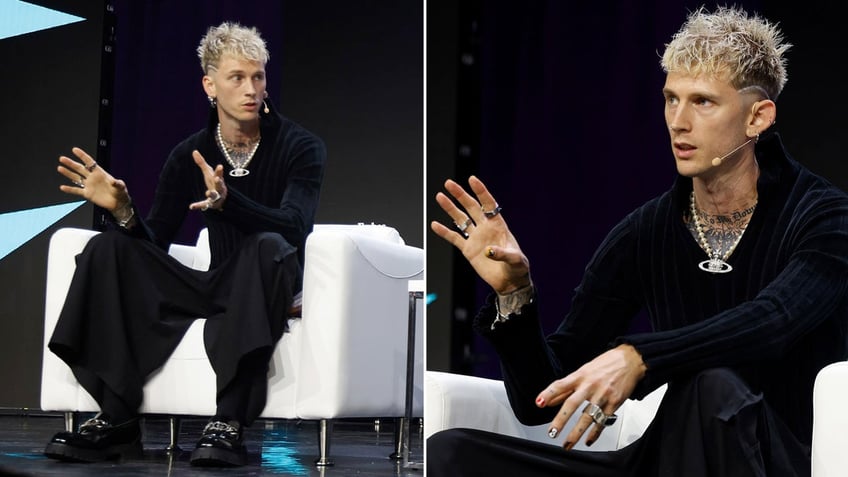 machine gun kelly fan storms stage during panel discussion with musician that was scary