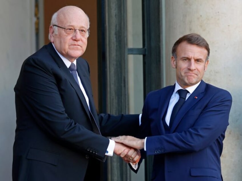 PARIS, FRANCE - OCTOBER 23: French President Emmanuel Macron welcomes Lebanese Prime Minis