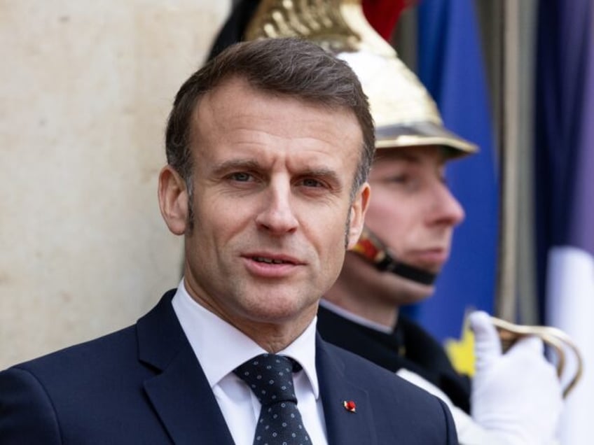 PARIS, FRANCE - MARCH 12: French President Emmanuel Macron presents to welcome Uzbek Presi