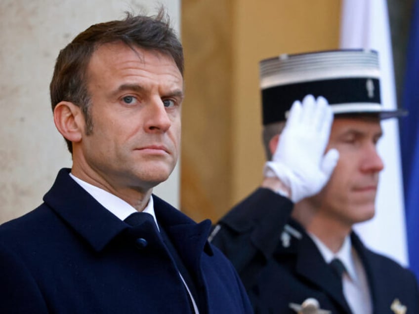 PARIS, FRANCE - FEBRUARY 26: French President Emmanuel Macron waits for guest arrivals for