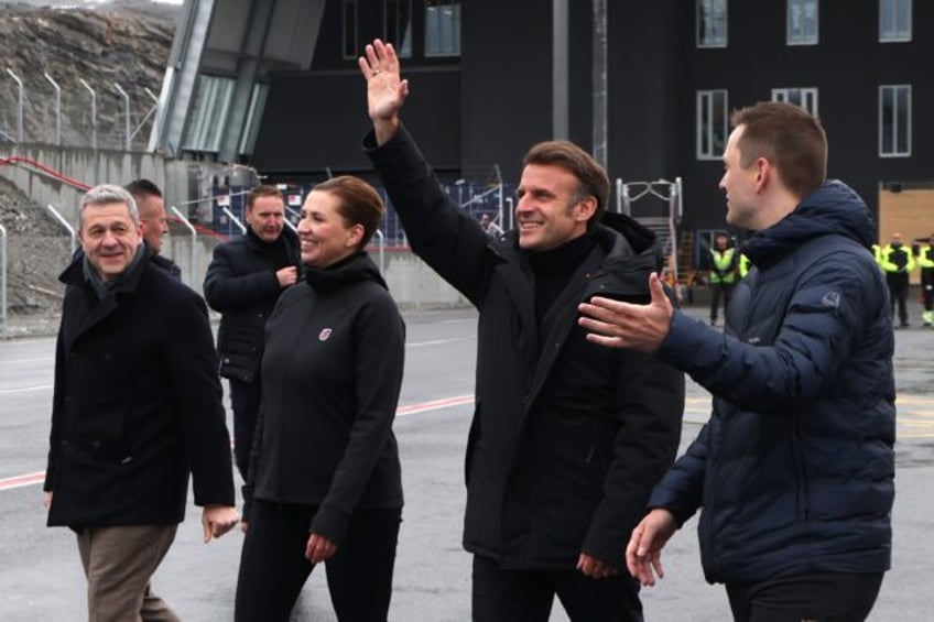 President Emmanuel Macron was welcomed by Danish Prime Minister Mette Frederiksen on arriv
