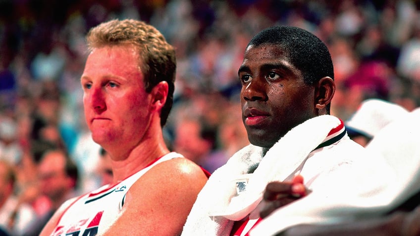 Larry Bird and Magic Johnson in 1992