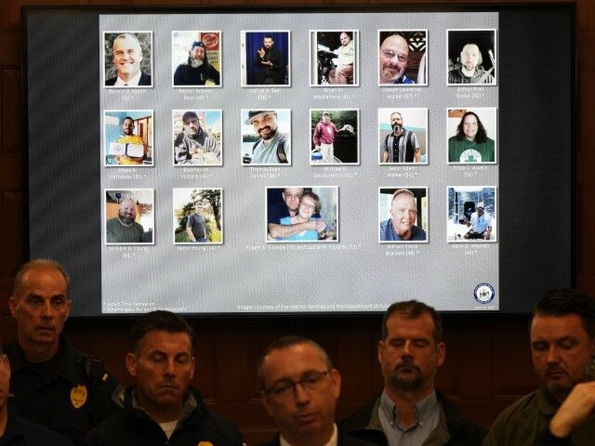 Victims of this week's mass shootings, are displayed as Maine Commissioner of Public