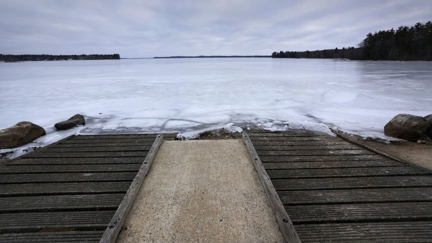 Ice-covered lake in Maine