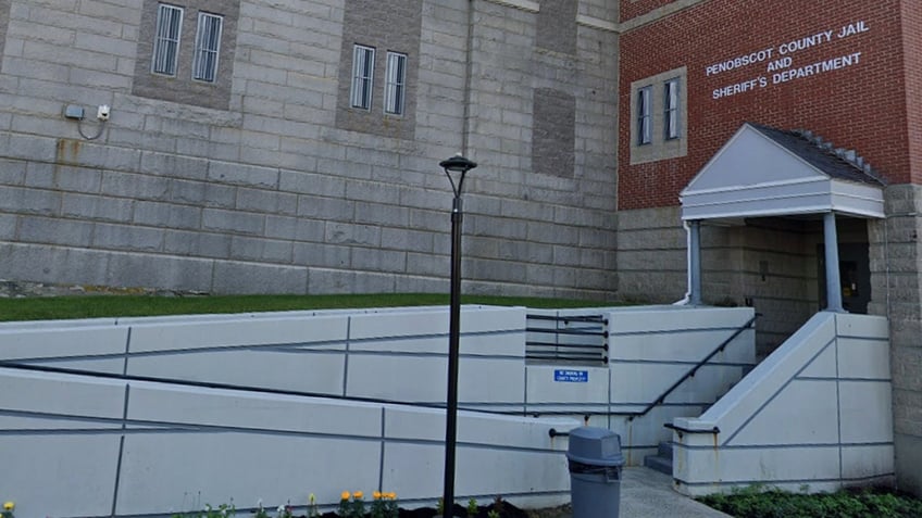 Brick and concrete exterior of Penobscot County Jail in Maine