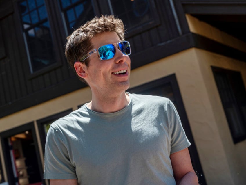 Sam Altman, chief executive officer of OpenAI Inc., speaks with members of the media during the Allen & Co. Media and Technology Conference in Sun Valley, Idaho, US, on Wednesday, July 12, 2023. The summit is typically a hotbed for etching out mergers over handshakes, but could take on a much different tone this year against the backdrop of lackluster deal volume, inflation and higher interest rates. Photographer: David Paul Morris/Bloomberg via Getty Images