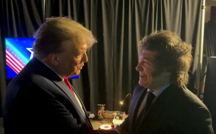 Donald Trump (left) and Javier Milari (right) met behind the scenes at the Conservative Po