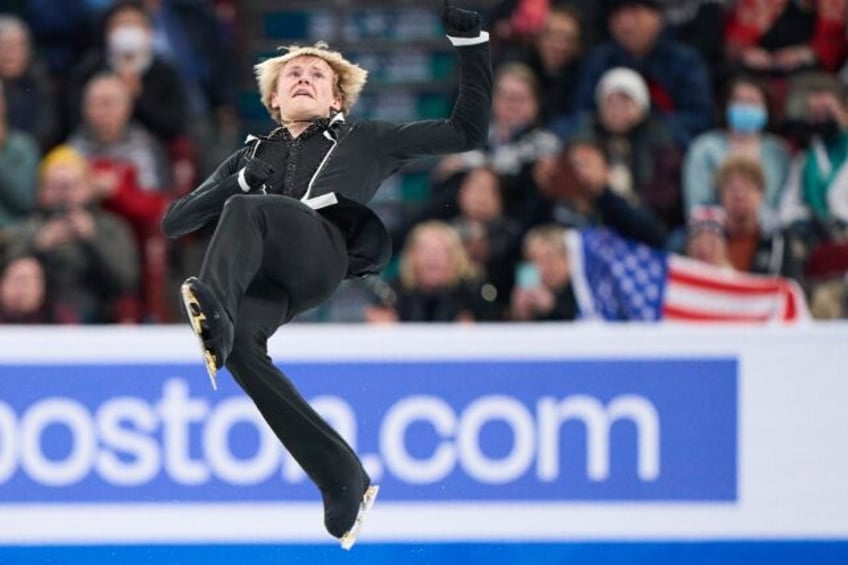 American Ilia Malinin skates in the men's free skate on the way to gold at the Figure Skat