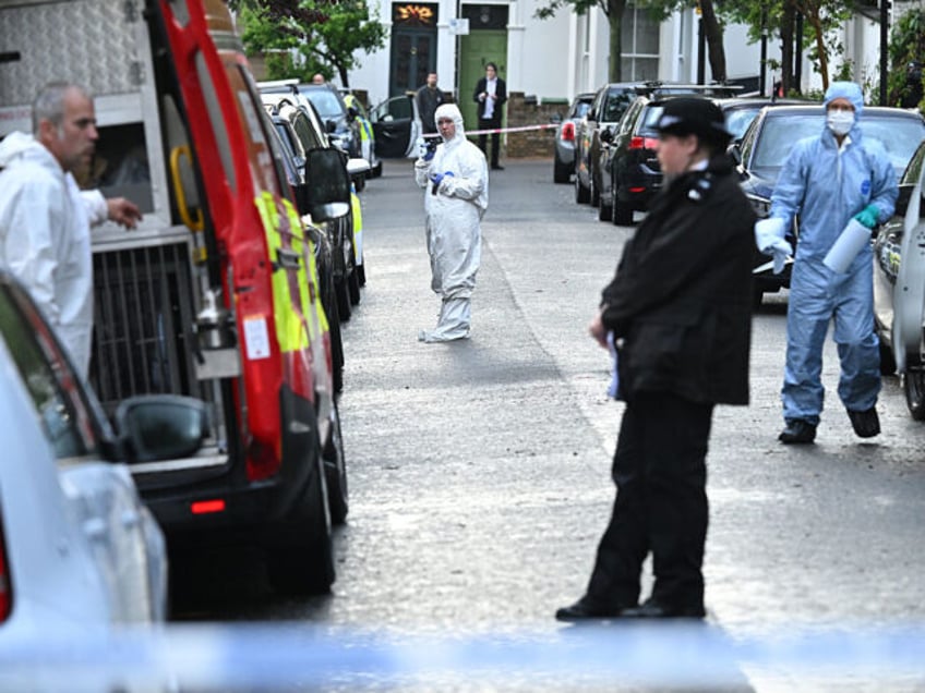 LONDON, ENGLAND - MAY 12: Police forensics officers seen near the home of UK Prime Ministe