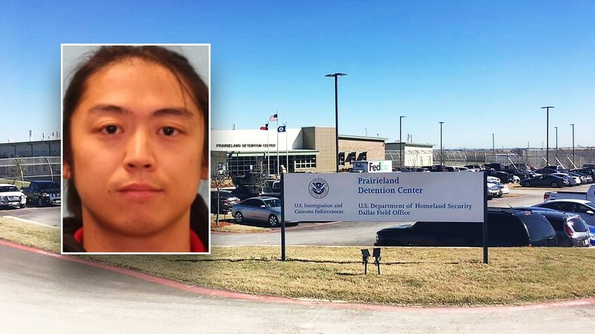 Benjamin Hanil Song next to an ICE detention facility in Texas.