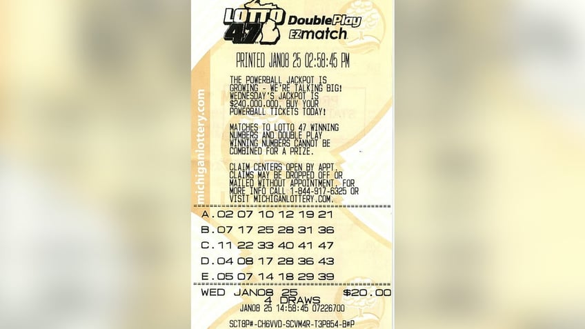 Michigan man's winning lottery ticket.