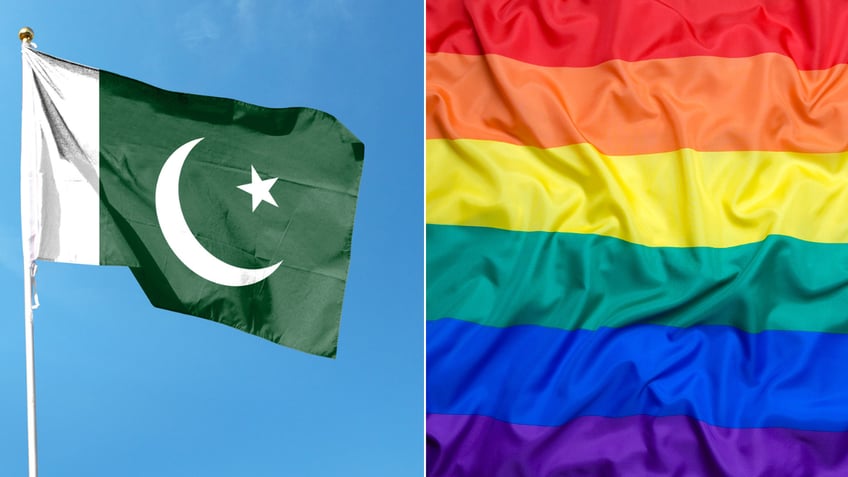Pakistan flag and gay flag