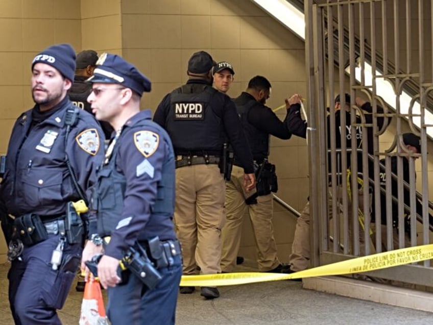 Police respond after a person was shot at the Hoyt-Schermerhorn subway station in Brooklyn