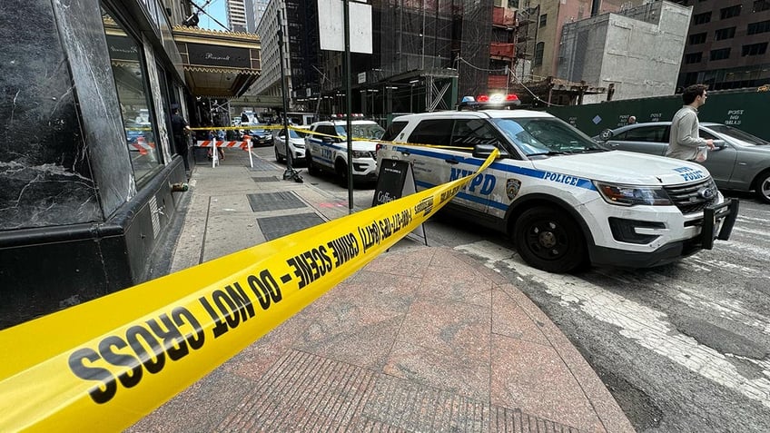 Crime scene tape on the street in New York City