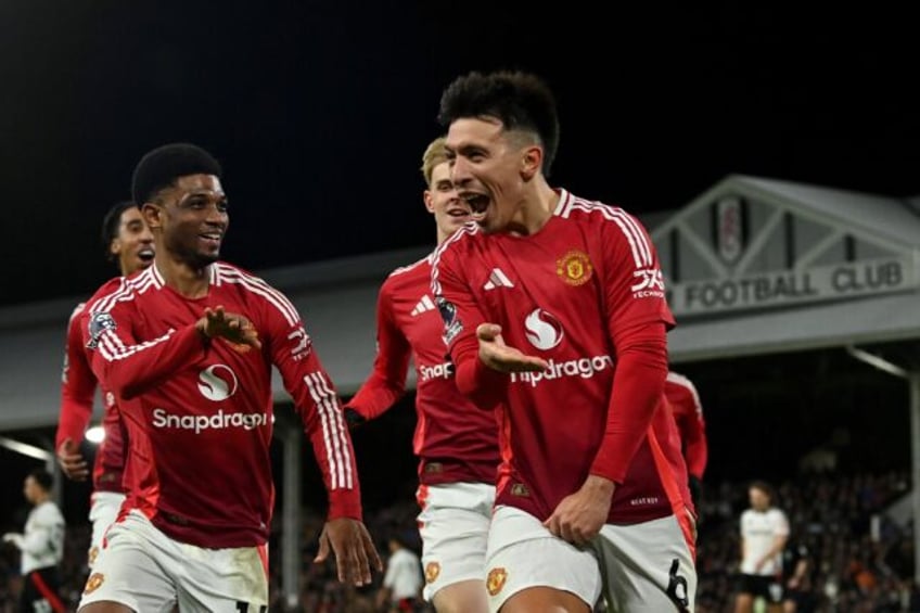 Lisandro Martinez's (right) strike earned Man Utd a 1-0 win at Fulham