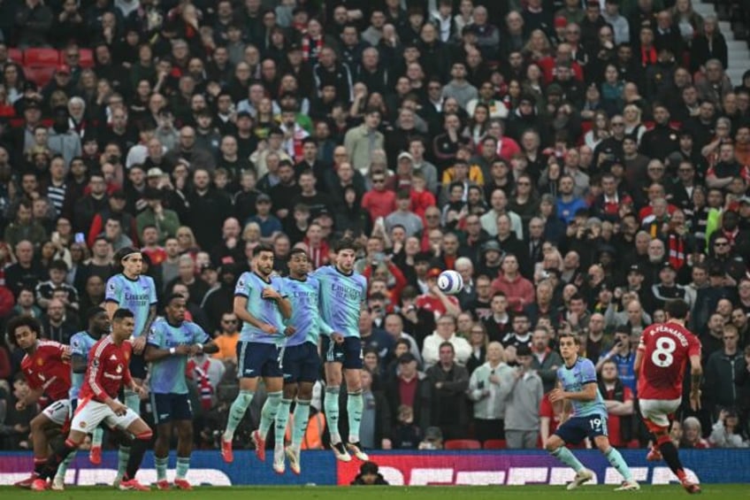 Bruno Fernandes (right) scored a stunning free-kick against Arsenal