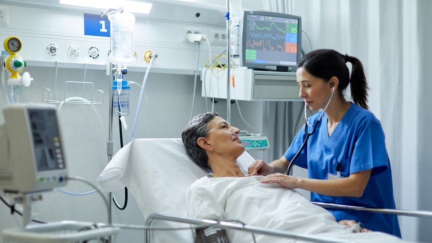 Woman in hospital