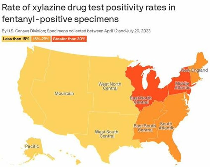 map of zombie drug tsunami consuming america 