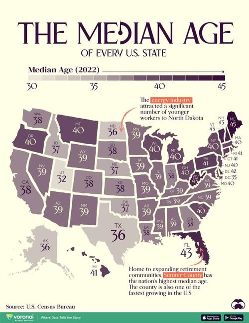 mapping the median age in each us state