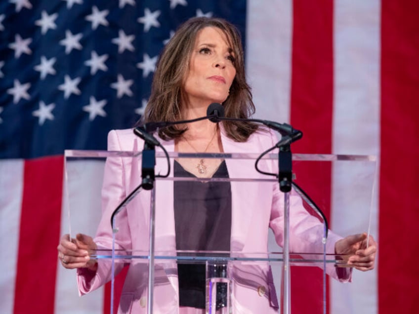 WASHINGTON, D.C. - MARCH 4: Marianne Williamson announces her bid for the presidency at a