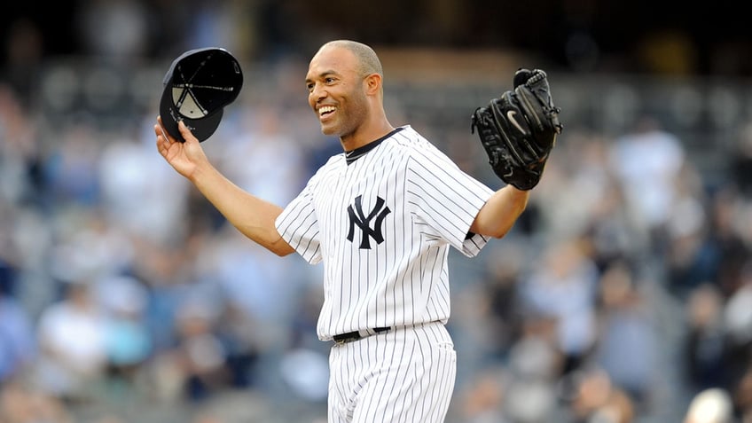 Mariano Rivera celebrates