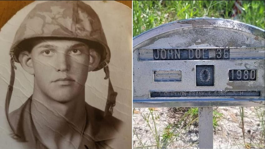 A split of William Irving Monroe and his John Doe grave marker