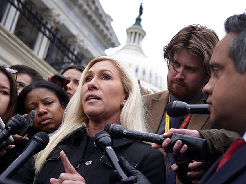 Rep. Marjorie Taylor Greene (R-GA) speaks to reporters outside of the U.S. Capitol Buildin