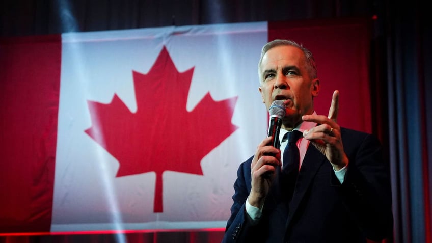 Canada's new Prime Minister Mark Carney speaks to supporters in Ottawa, Ontario, Sunday, March 9, 2025..