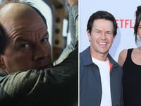 Mark Wahlberg's wife 'dove under the covers' when she saw actor's shaved head for bald role in 'Flight Risk'