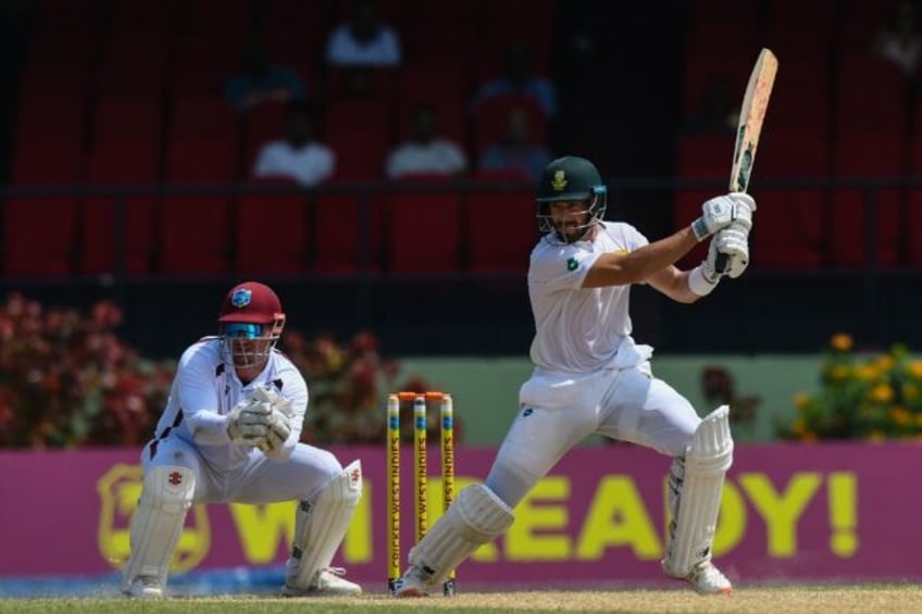 In the runs: Aiden Markram of South Africa hits a boundary during his innings on Friday