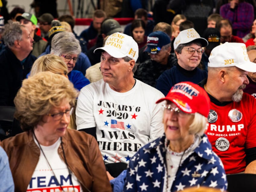 Attendees wait before a campaign rally with former US President Donald Trump, not pictured