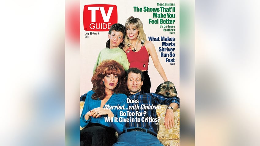 Al and Peggy Bundy (played by Ed O'Neill and Katey Sagal) sit down beneath their kids Bud and Kelly (Christina Applegate and David Faustino) in a cover for TV Guide