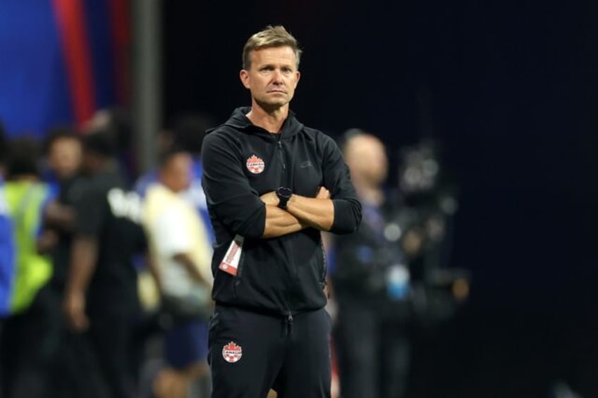 Canada coach Jesse Marsch watches his players from the touchline in their Copa America cla
