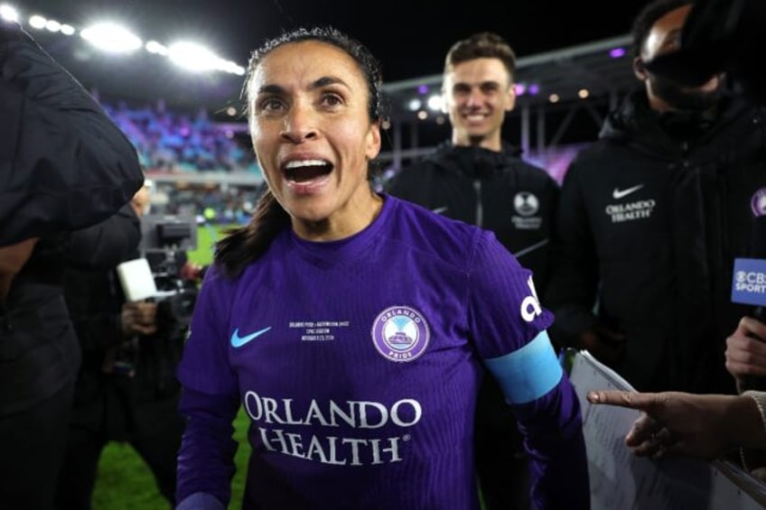 Marta of the Orlando Pride celebrates after defeating the Washington Spirit 1-0 in the NWS