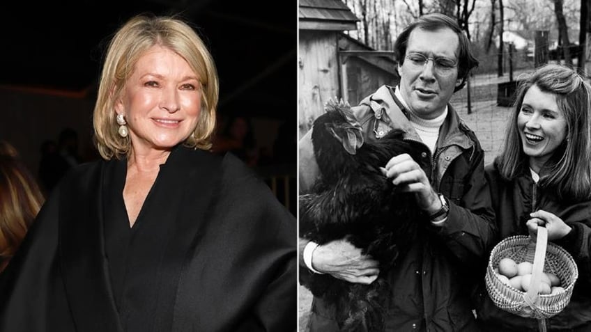 A split of Martha Stewart and a picture of her with her husband