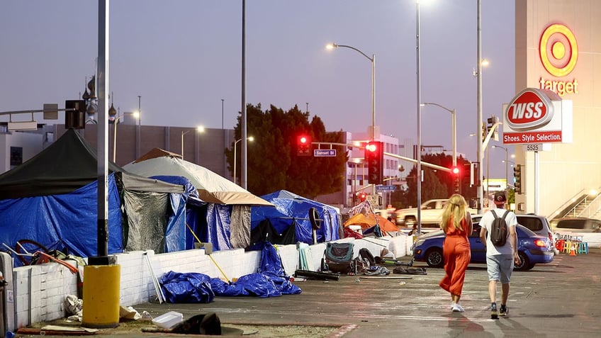 Tents, homeless people