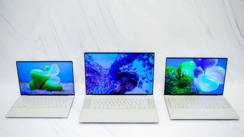 Line of laptops