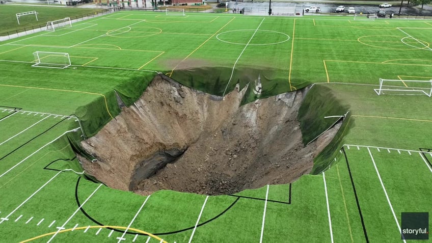 sinkhole at soccer field