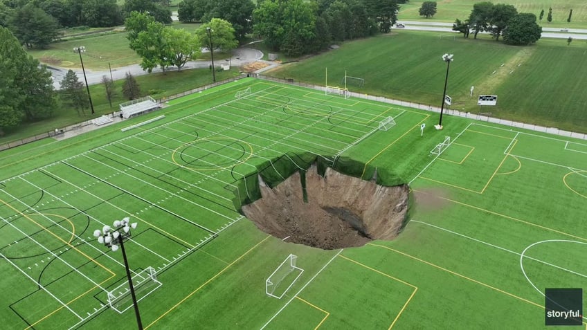 sinkhole at soccer field