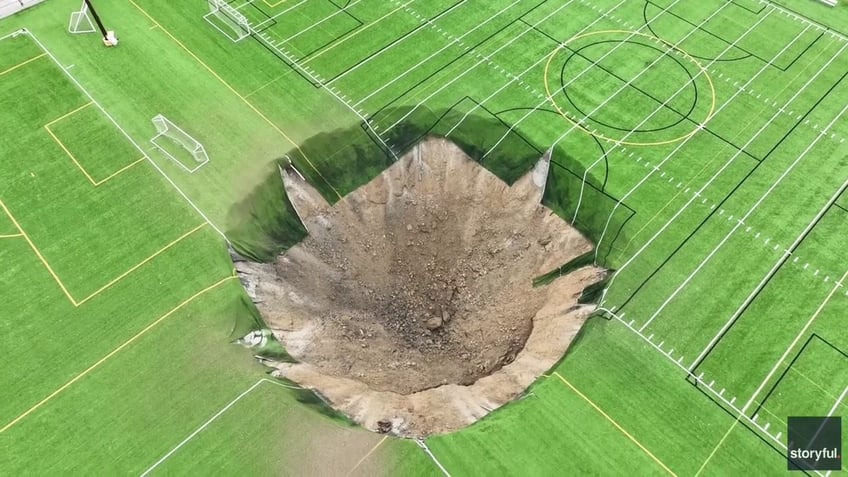 sinkhole at soccer field