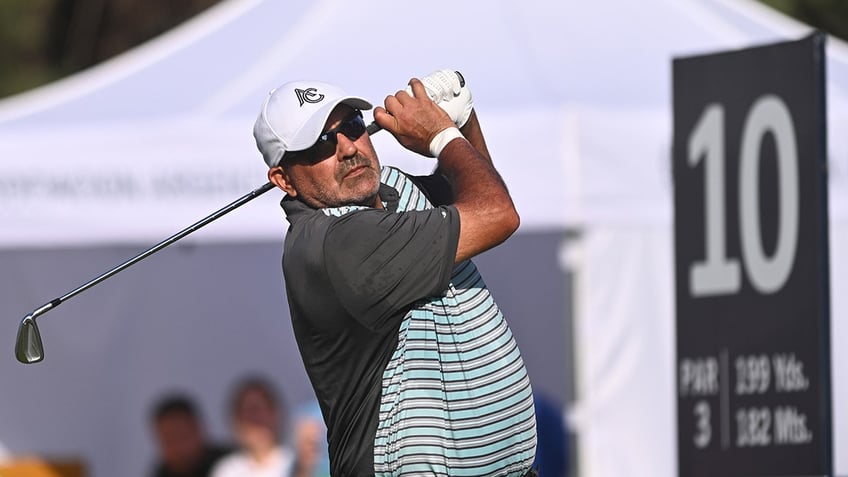 Angel Cabrera plays a shot