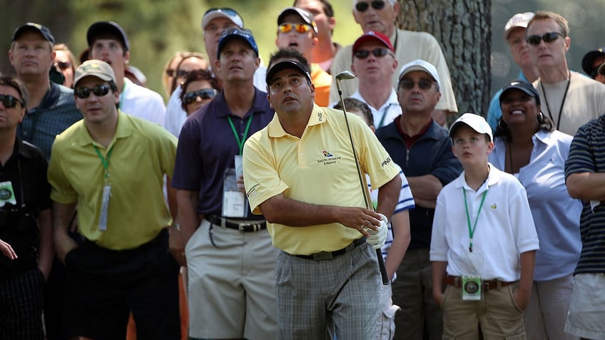 Angel Cabrera tees off