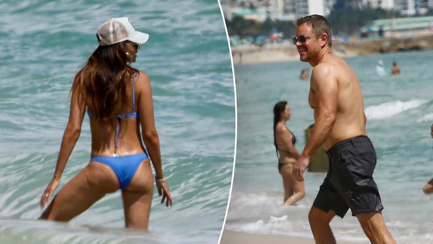 matt damon wife luciana sizzle in miami beach 20 years after meeting