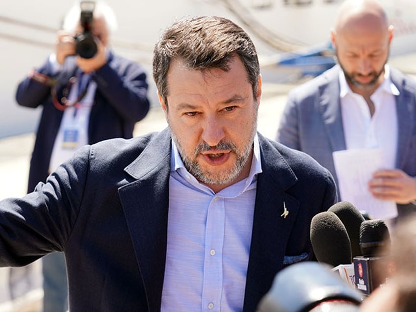 Matteo Salvini, minister of transport and infrastructure of the government is illustrating