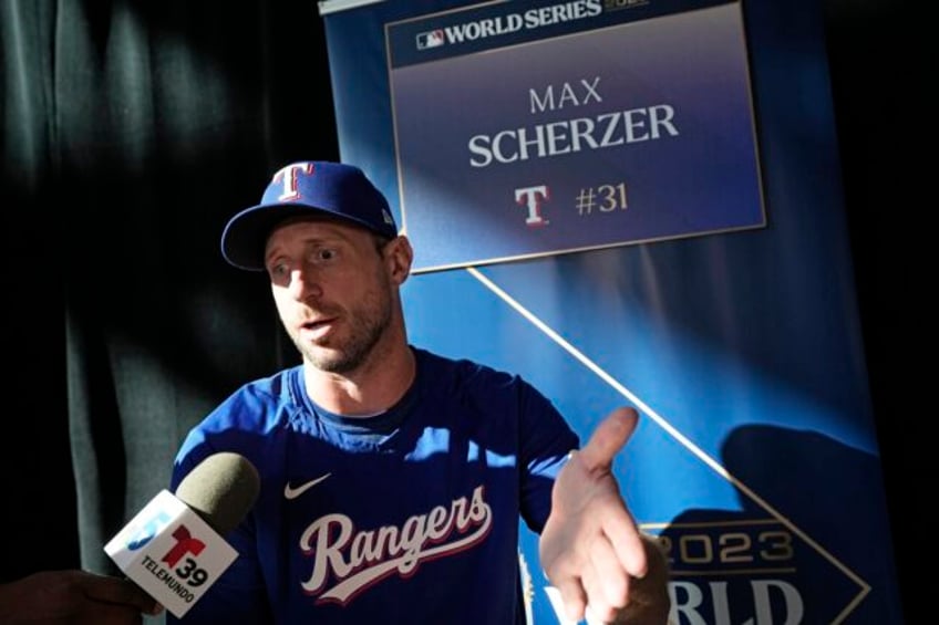 max scherzer is set to start game 3 of the world series for the rangers