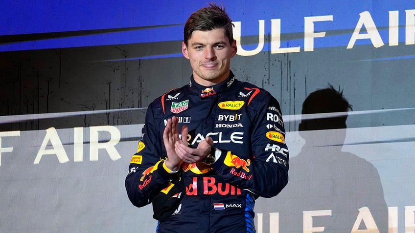 Max Verstappen in the podium