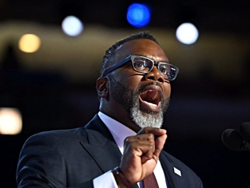 Chicago Mayor Brandon Johnson speaks on the first day of the Democratic National Conventio