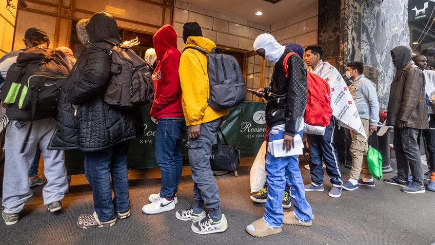 Migrants arrive at Roosevelt Hotel in NYC